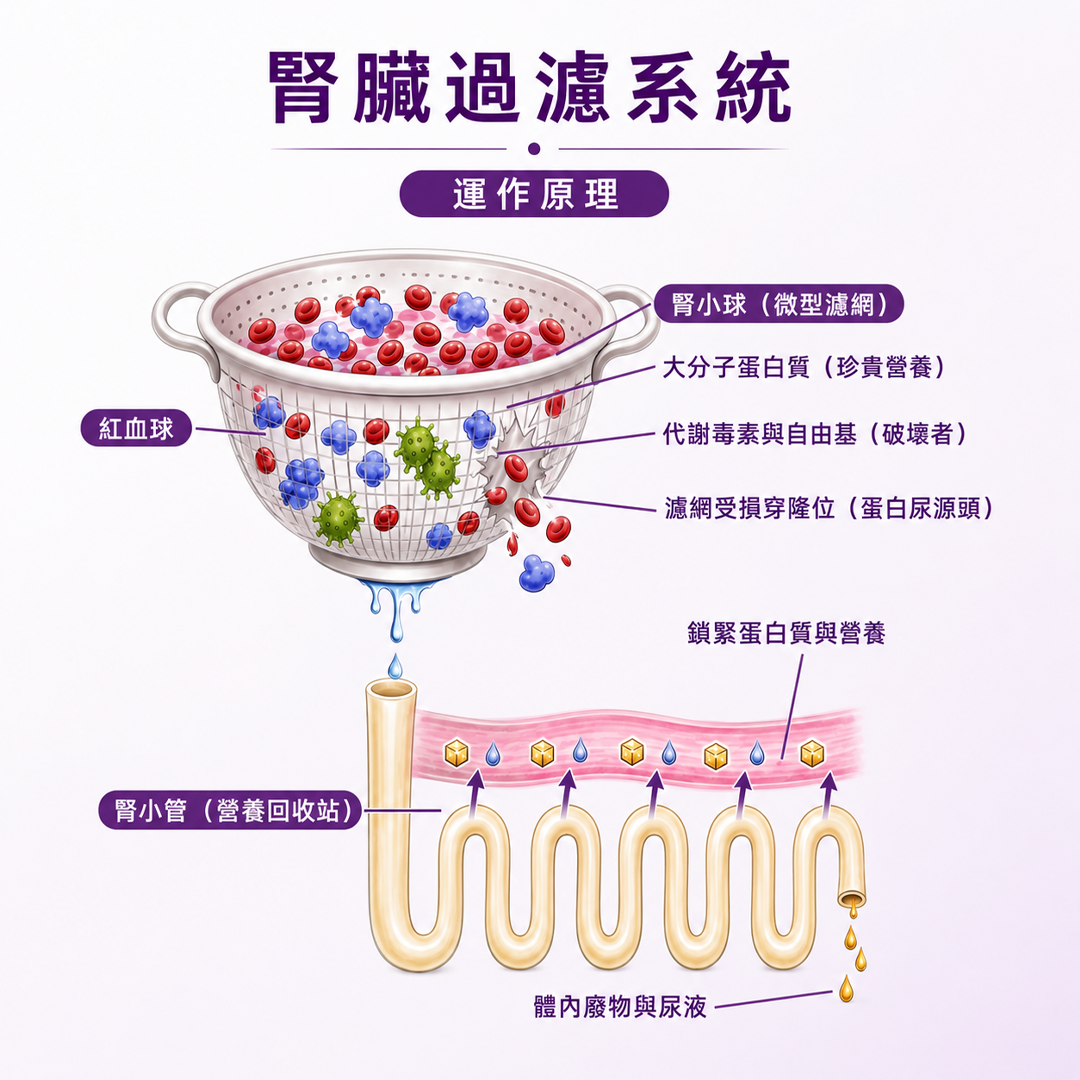 腎臟過濾功能受損示意圖
